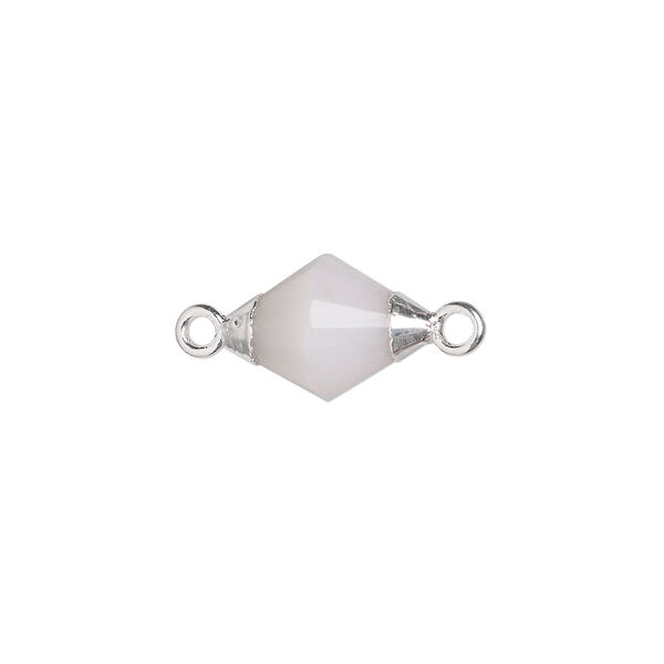 Link, pink opal (natural) and sterling silver, 12x8mm faceted hand-cut bicone-1/2. Sold individually. image number 0