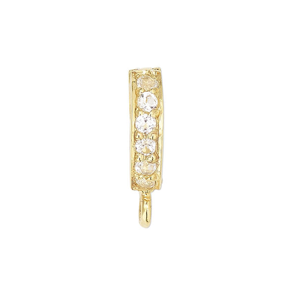 Bail, enhancer, white topaz (natural) and gold-finished sterling silver, 9x2mm hinged oval with closed loop, 6mm grip length. Sold individually. image number 0