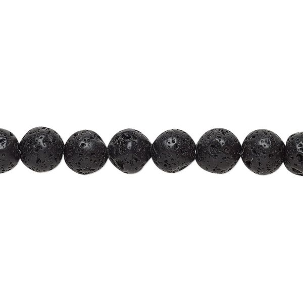 Lava rock 1pkg1, round bead 15.5-16 inch 6mm image number 0