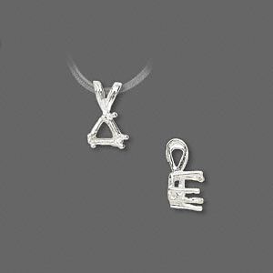 Pendant, Sure-Set™, sterling silver, 6mm 6-prong triangle basket setting. Sold individually.