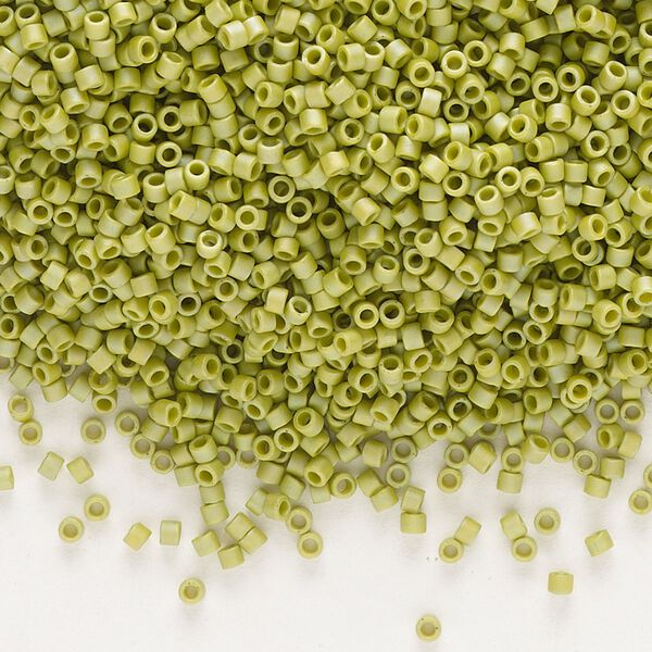 Seed bead, Delica®, glass, pkg/7.5g, #11 round, opaque matte rainbow seaweed green (DB-2309). image number 0