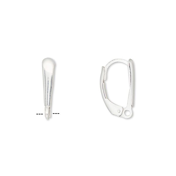 Ear wire, sterling silver-filled, 15mm leverback with 12x3.5mm plain shield and closed loop. Sold per pair. image number 0