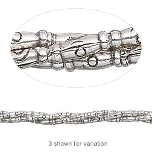 Bead, Hill Tribes, antiqued sterling silver, 5x1mm round tube. Sold per 8-inch strand, approximately 40 beads.
