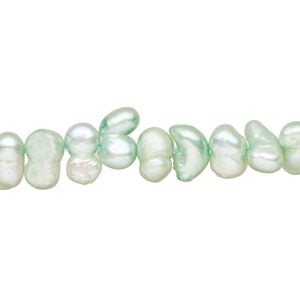 Freshwater pearl 1pkg1, flat-sided potato, 14 inch teal green 7-12mm cultured