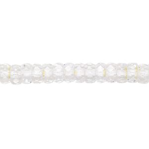 Bead, Czech fire-polished glass, crystal AB, 6x3mm faceted rondelle. Sold per 15-1/2" to 16" strand.