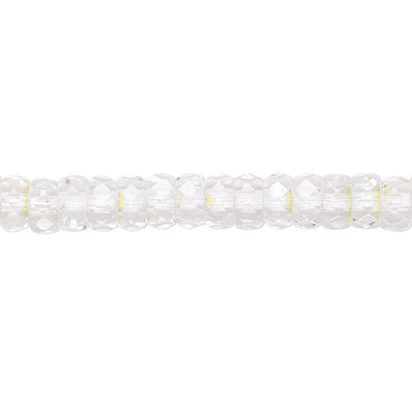 Bead, Czech fire-polished glass, crystal AB, 6x3mm faceted rondelle. Sold per 15-1/2" to 16" strand. image number 0