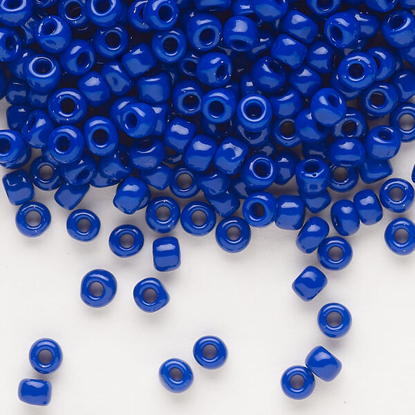 Seed bead, Dyna-Mites™, glass, opaque dark blue, #6 round. Sold per 40-gram pkg. image number 0