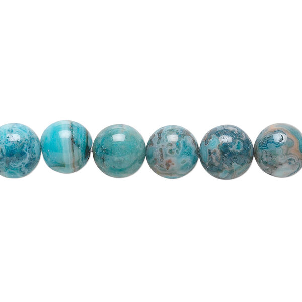 Bead, crazy lace agate (dyed), light to dark blue, 8mm round, B grade, Mohs hardness 6-1/2 to 7. Sold per 15-1/2" to 16" strand. image number 0