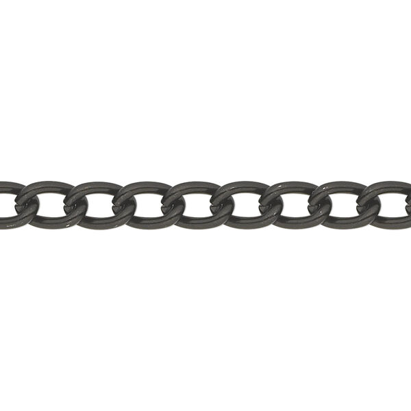 Chain, anodized aluminum, black, 5mm curb. Sold per pkg of 25 feet. image number 0