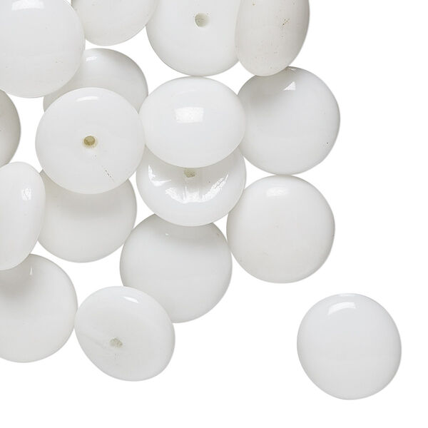 Cabochon, vintage Japanese glass, white, 11mm half-drilled non-calibrated round. Sold per pkg of 24. image number 0