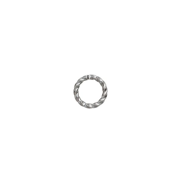 Jump ring, gunmetal-plated brass, 8mm twisted round, 5.8mm inside diameter, 16 gauge. Sold per pkg of 1,000. image number 0