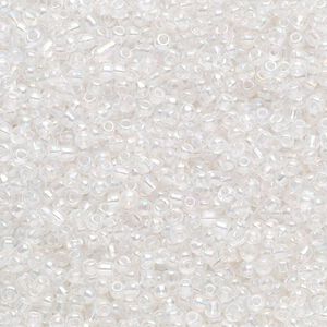 Seed bead, Ming Tree™, glass, pkg/1 pound, #11 round, translucent rainbow clear.