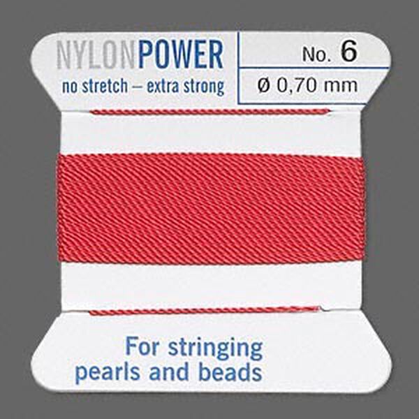 Thread, Griffin, nylon, red, size #6. Sold per 2-meter card (approximately 78 inches). image number 0