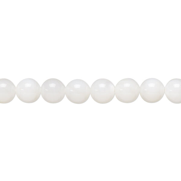 Bead, mother-of-pearl shell (bleached), white, 5.5-6mm round, Mohs hardness 3-1/2. Sold per 15-1/2" to 16" strand. image number 0