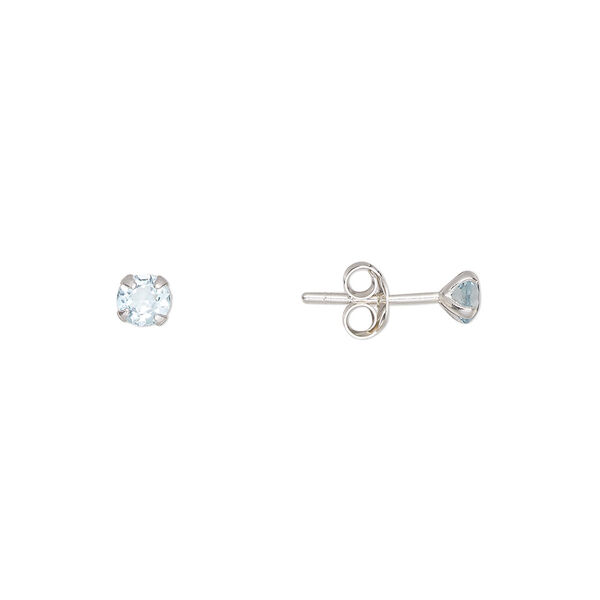 Earstud, Create Compliments®, sterling silver and topaz (irradiated), 4mm round. Sold per pair. image number 0
