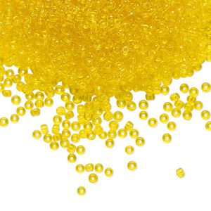 Seed bead, Preciosa Ornela Czech glass, pkg/500g, #11 rocaille, transparent yellow amber, (80010).