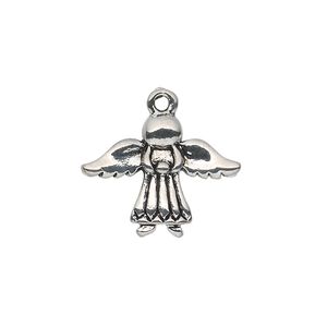 Charm, antique silver-plated "pewter" (zinc-based alloy), 21x16mm single-sided angel. Sold per pkg of 10.