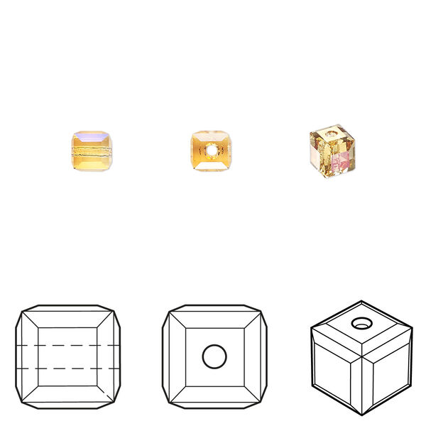 Bead 1pkg12 dark orange (HICT), Crystal Passions® 4mm cube 5601 image number 0