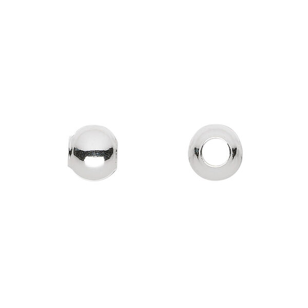 Bead, sterling silver, 8mm round with 4mm hole. Sold per pkg of 10. image number 0