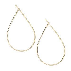 Earring hoop 1pkg10 gold-plated, 27x17mm teardrop, 23 gauge brass 5 pair