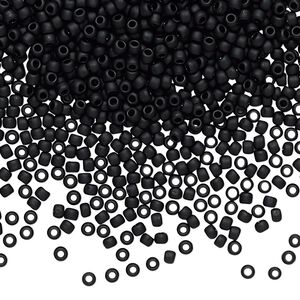 Seed bead, TOHO BEADS®, glass, pkg/50g, #11 round, opaque frosted jet (TR-11-49F).