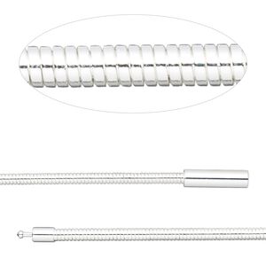 Chain, silver-plated brass, 3mm omega, 16 inches with pop-style clasp. Sold individually.