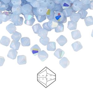 Bead 144pk light sapphire opal AB, Preciosa Czech crystal 5mm bicone