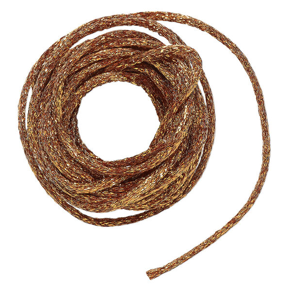 Cord, Satinique™, satin, metallic copper, 2mm. Sold per pkg of 9-1/2 feet. image number 0