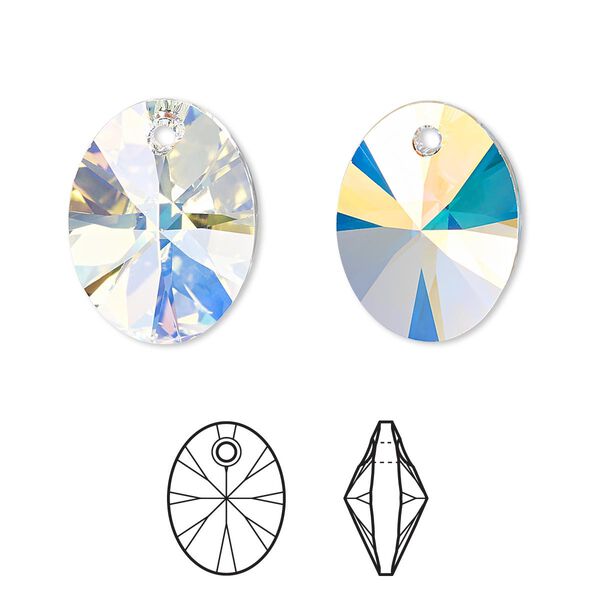 Drop 1pk crystal AB, Crystal Passions® 18x14mm pendant mini oval 6028 image number 0