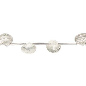 Green quartz 1pkg17, hand-cut top-drilled faceted teardrop bead 7x6mm-8x8mm