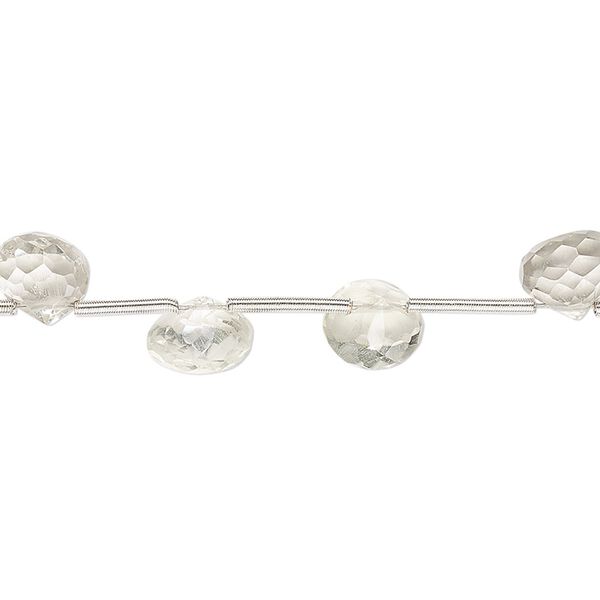 Green quartz 1pkg17, hand-cut top-drilled faceted teardrop bead 7x6mm-8x8mm image number 0