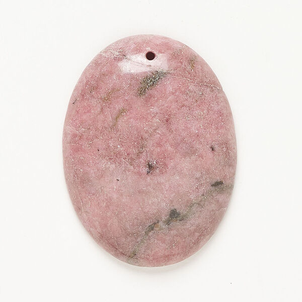 Rhodonite 1pkg1, top-drilled domed oval focal natural, 40x30mm image number 0