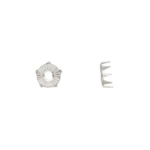 Rhinestone mount, imitation rhodium-plated brass, 7x3mm with SS34 rose or rose 5-prong tiffany setting. Sold per pkg of 100.