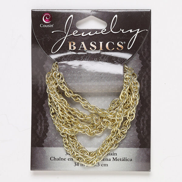 Chain, gold-finished steel, 4.8mm rope, 34 inches. Sold individually. image number 0