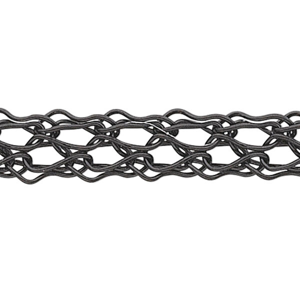 Wire, enamel and copper, black, 2.5mm flat knit. Sold per 25-foot spool. image number 0