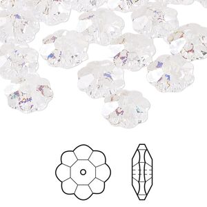 Margarita flower 12pk crystal white patina, Crystal Passions® 10x3.5mm 3700