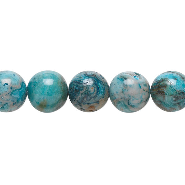 Bead, crazy lace agate (dyed), light to dark blue, 10mm round, B grade, Mohs hardness 6-1/2 to 7. Sold per 15-1/2" to 16" strand. image number 0