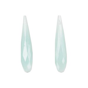 Amazonite 1pkg2, hand-cut top-drilled faceted teardrop bead natural 28x6mm