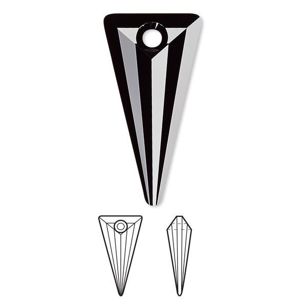 Drop 36pk jet, Swarovski® 28x14mm pendant spike 6480 image number 0