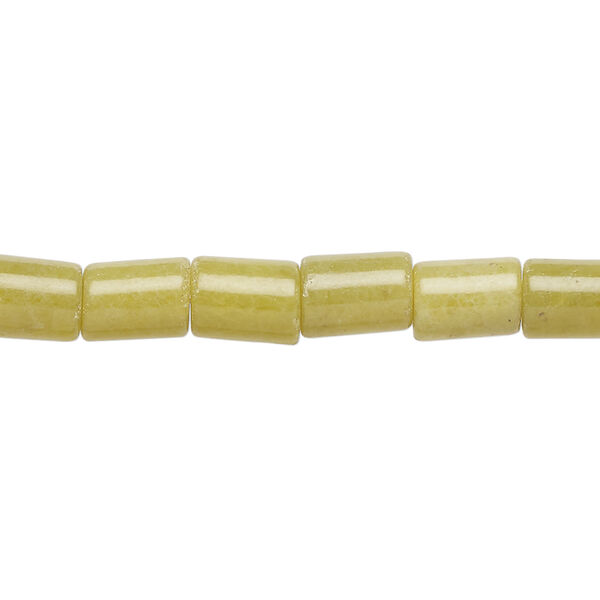 Olive new "jade" 1pkg1, round tube bead natural, 15 inch 7x5mm-8x6mm image number 0
