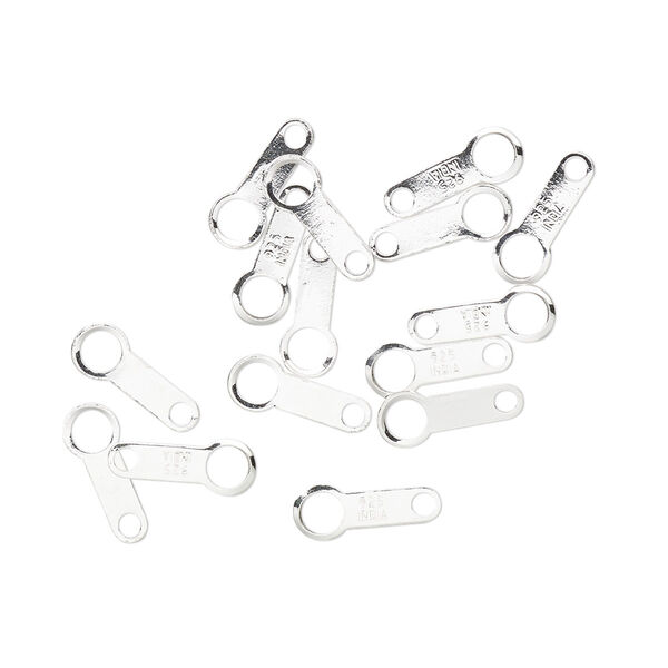Chain tab, sterling silver, 10x4mm two-sided. Sold per pkg of 15. image number 0