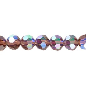 Bead 1pk 32 facets translucent amethyst purple AB, Celestial Crystal® 8mm round 15.5-16 inch