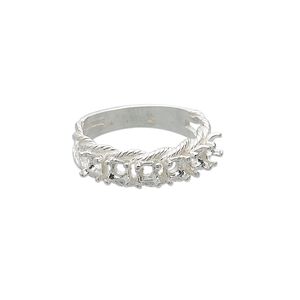 Ring, Sure-Set™, sterling silver, braided band with (6) 3.5mm 4-prong round settings, size 6. Sold individually.