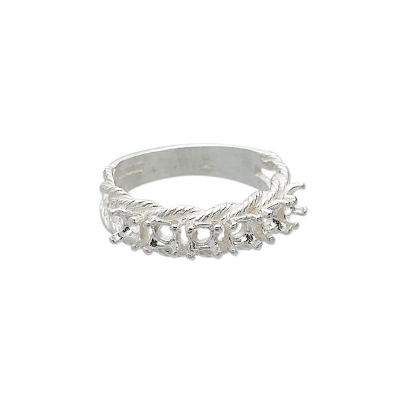 Ring, Sure-Set™, sterling silver, braided band with (6) 3.5mm 4-prong round settings, size 6. Sold individually. image number 0