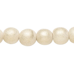 Bead 1pkg1, Taiwanese cheesewood (dyed / waxed), gold cream, 9-10 round, 15-1/2 to 16 inches.