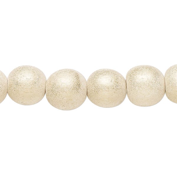 Bead 1pkg1, Taiwanese cheesewood (dyed / waxed), gold cream, 9-10 round, 15-1/2 to 16 inches. image number 0