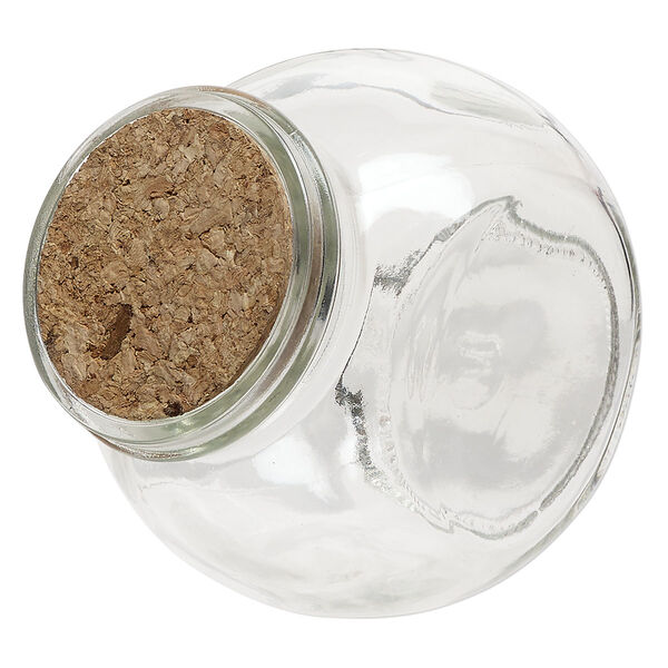 Bottle, glass and cork, clear, 3-inch tilted with cork stopper and 1-1/2-inch opening. Sold individually. image number 1