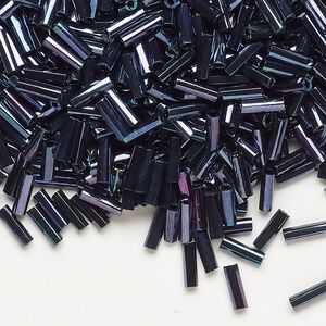 Bugle bead, Dyna-Mites™, glass, opaque iris blue, #3 hex 2-cut. Sold per 35-gram pkg.