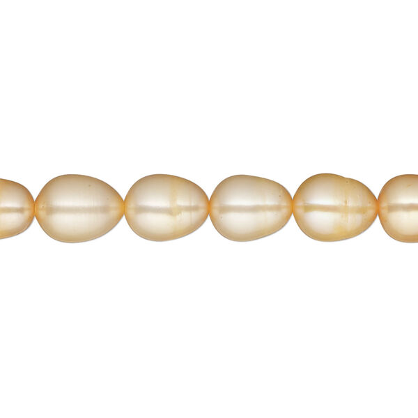 Pearl, cultured freshwater (dyed), golden wheat, 5-6mm rice, D- grade, Mohs hardness 2-1/2 to 4. Sold per 15-inch strand. image number 0