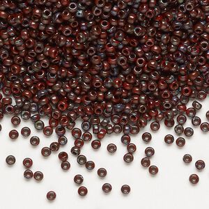 Seed bead, Miyuki, glass, pkg/250g, #11 rocaille, opaque Picasso red, (RR-4513).